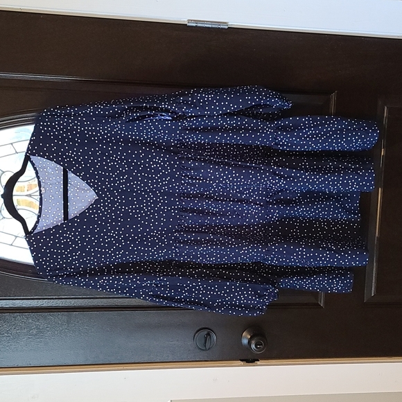 Amoretu Blue Polka Dot Swing Dress Sz L - Picture 5 of 9